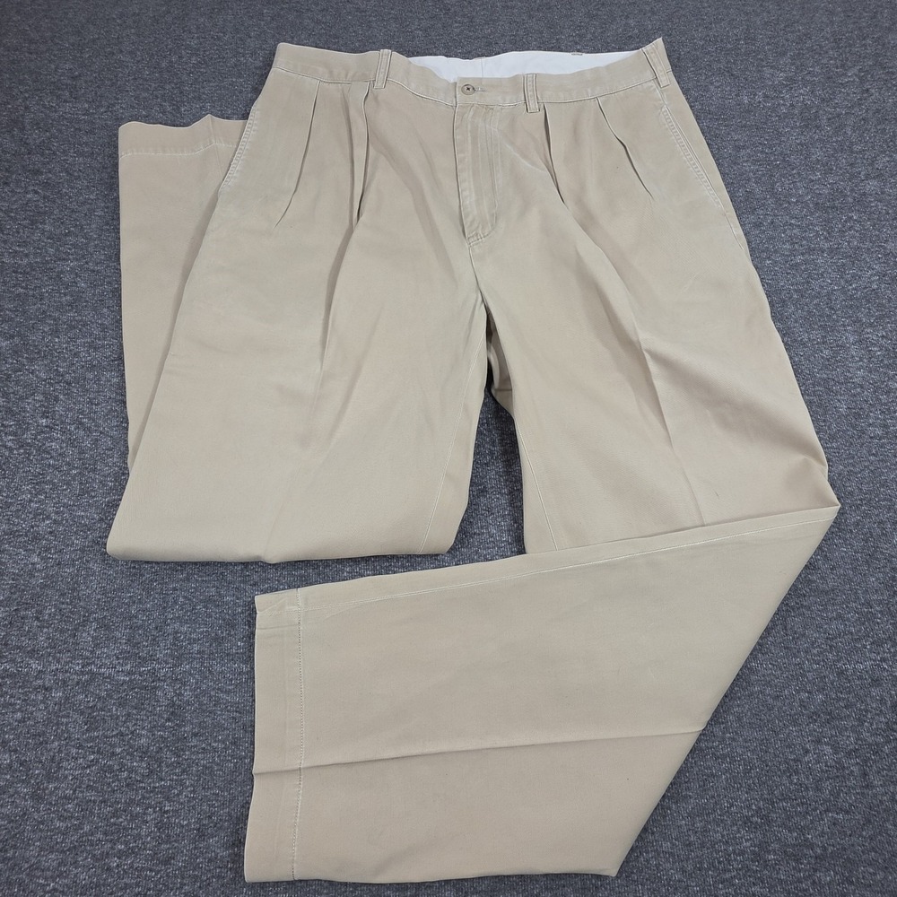 Polo Ralph Lauren Andrew Pant Mens 38x32 Tan Khaki Double Pleated Cotton Chinos